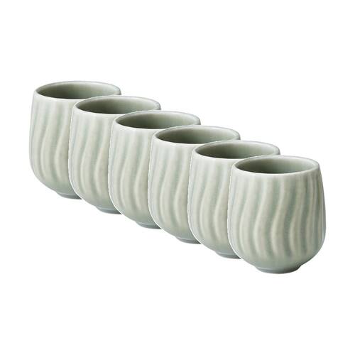 6PK Ecology Ritual Rippled Porcelain Cuddle Mug Willow Green 200ml