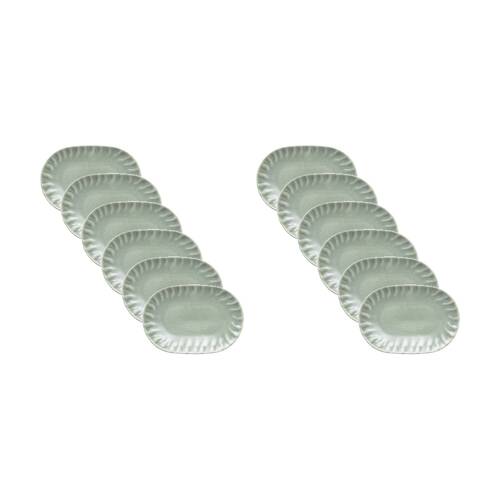 12PK Ecology Ritual Rippled Porcelain Toast Tray Willow Green 21.5x15cm