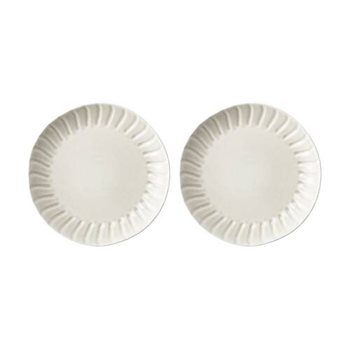 2PK Ecology Ritual Rippled Porcelain Dinner Plate Frost Off White 26.5cm