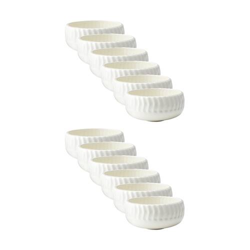 12PK Ecology Ritual Rippled Porcelain Hug Bowl Frost Off White 16.5cm