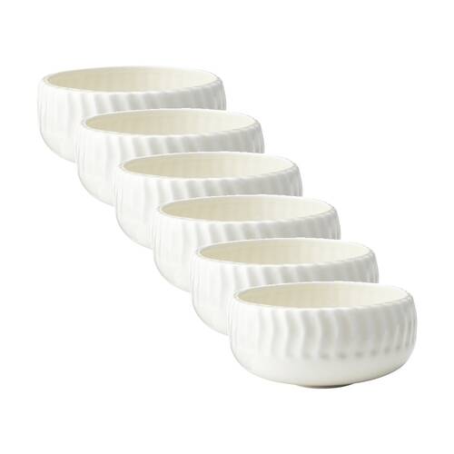6PK Ecology Ritual Rippled Porcelain Hug Bowl Frost Off White 16.5cm