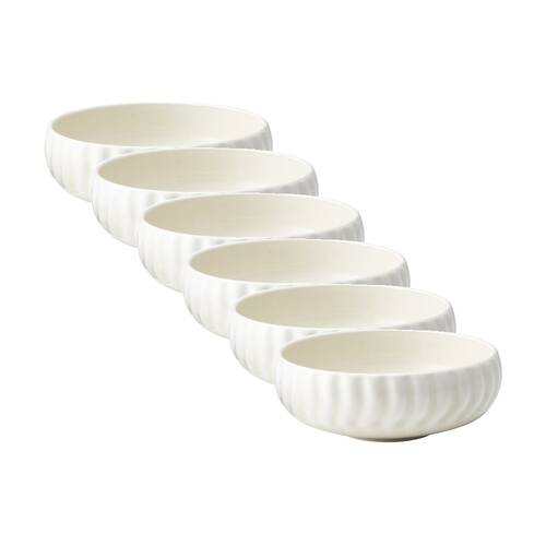 6PK Ecology Ritual Rippled Porcelain Noodle Bowl Frost Off White 15cm