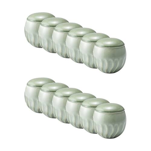 12PK Ecology Ritual Rippled Porcelain Medium Pot Willow Green 10x10.5cm