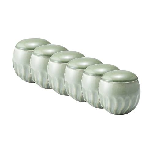 6PK Ecology Ritual Rippled Porcelain Medium Pot Willow Green 10x10.5cm