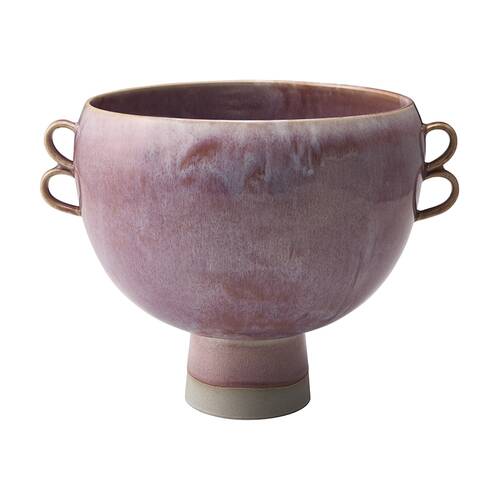 Ecology Rhodes Footed Bowl W/ Loop Handles Washed Red Stoneware 24.5x30cm