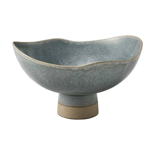 Ecology Rhodes Low Footed Wavy Bowl Green/Blue Stoneware 30x18cm