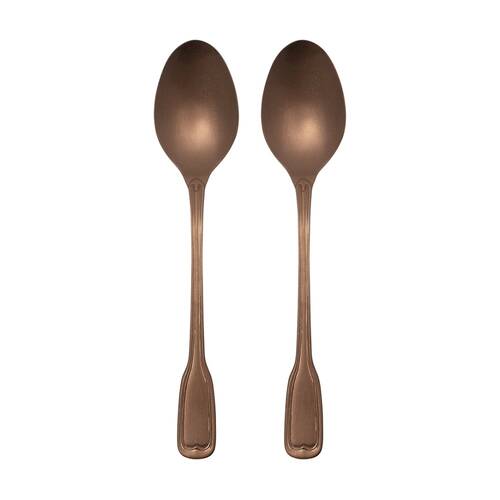 2pc Ecology Anais Vintage Serving Spoon Cutlery Set Brushed Matte Copper