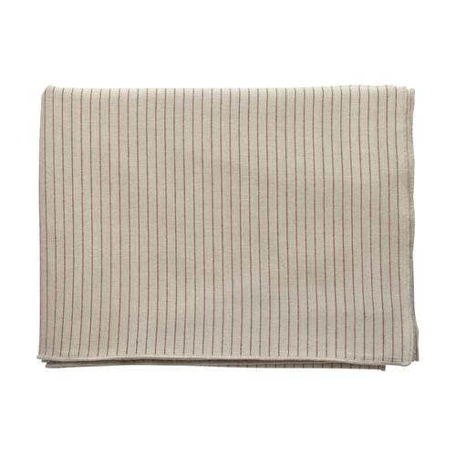 Ecology Tonka 100% Cotton Tablecloth Beige and Red Sienna Stripe 180x300cm