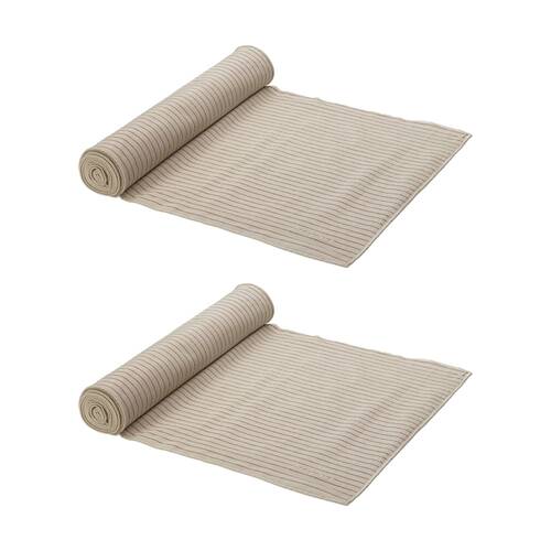 2PK Ecology Tonka 100% Cotton Table Runner Beige and Red Sienna Stripe 35x180cm
