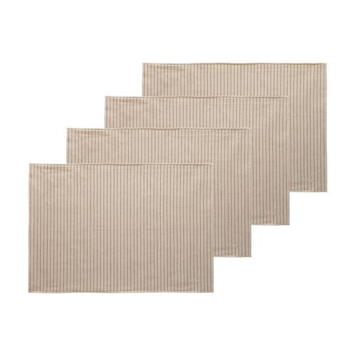 4pc Ecology Beige/Red Striped Dinner Napery Placemats 100% Cotton 53x38cm