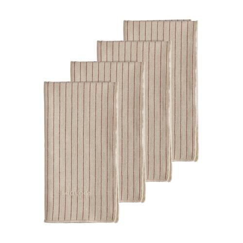 4pc Ecology Tonka 100% Cotton Napkin Beige and Red Sienna Stripe 45x45cm