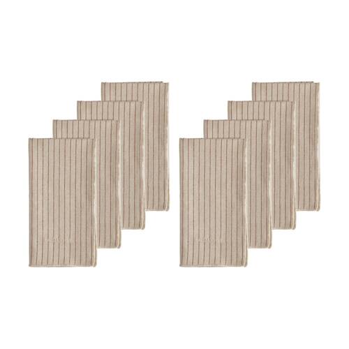 2x 4pc Ecology Tonka 100% Cotton Napkin Beige and Red Sienna Stripe 45x45cm