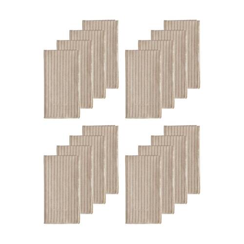 4x 4pc Ecology Tonka 100% Cotton Napkin Beige and Red Sienna Stripe 45x45cm