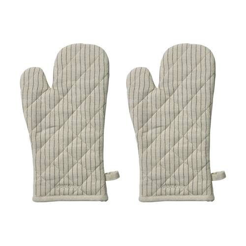 2PK Ecology Tonka 100% Cotton Oven Glove/Mit Biege & Stone Sienna Stripe 32x17cm