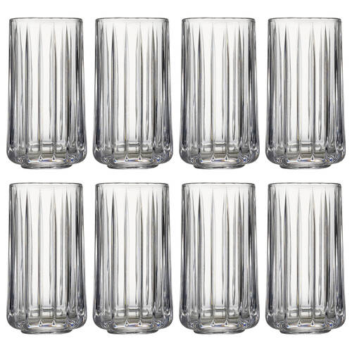 2x 4pc Ecology Lineaire Glass Hi Ball Tumbler Set Drinkware 320ml