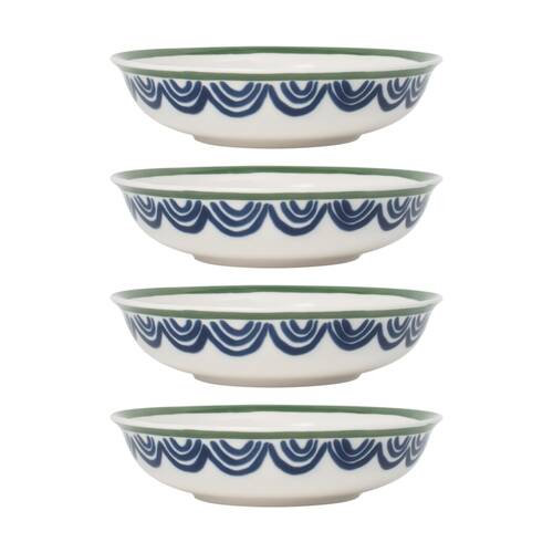 4PK Ecology Laurus Stoneware Bowl Serveware Blue Green Fern Motif 15cm