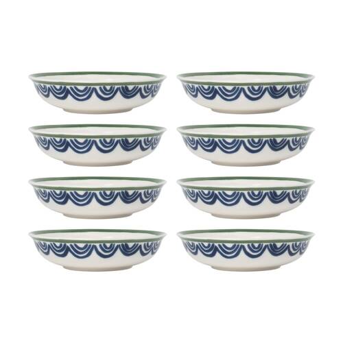 8PK Ecology Laurus Stoneware Bowl Serveware Blue Green Fern Motif 15cm