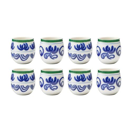 4x 2pc Ecology Laurus Stoneware Cuddle Mug Set 400ml Blue Green Fern Design