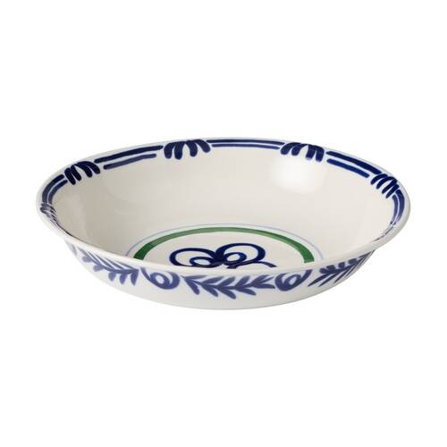 Ecology Laurus Stoneware Shallow Serving Bowl Blue Green Fern Motif 34x8cm