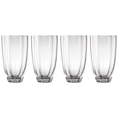 4pc Ecology Ellery Hi Ball Glass Tumbler Set Fluted Glassware 450ml