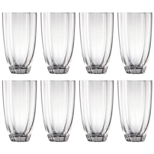 2x 4pc Ecology Ellery Hi Ball Glass Tumbler Set Fluted Glassware 450ml