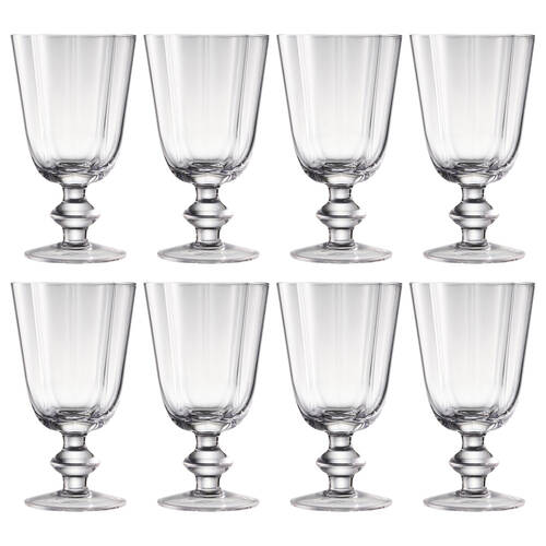 2x 4pc Ecology Ellery Glass Goblet Set Fluted Stemmed Drinkware 300ml