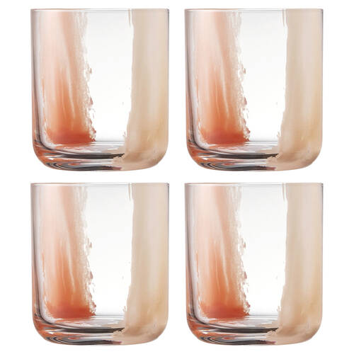 4pc Ecology Kaia Glass Tumbler Set Contemporary Drinkware Petal 350ml
