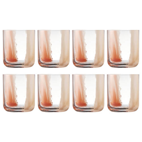 2x 4pc Ecology Kaia Glass Tumbler Set Contemporary Drinkware Petal 350ml