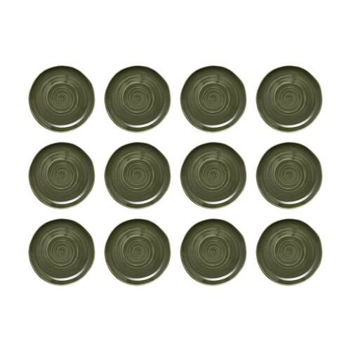 12PK Ecology Ottawa Stoneware Dinner Plate 27.5cm Moss Green Rustic Dinnerware