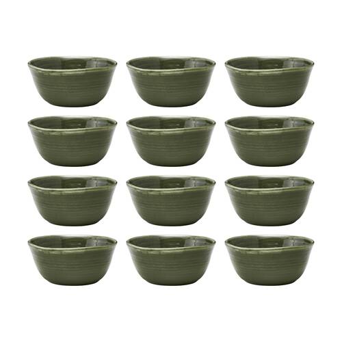 12PK Ecology Ottawa Stoneware Noodle Bowl 15.5cm Moss Green Rustic Dinnerware