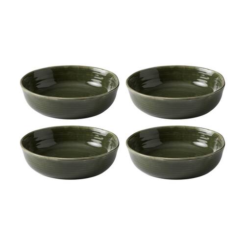 4PK Ecology Ottawa Stoneware Dinner Bowl 22cm Moss Green Rustic Serveware