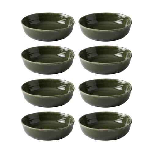 8PK Ecology Ottawa Stoneware Dinner Bowl 22cm Moss Green Rustic Serveware