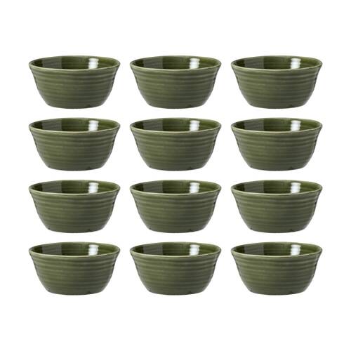 12PK Ecology Ottawa Stoneware Rice Bowl 13.5cm Moss Green Rustic Dinnerware