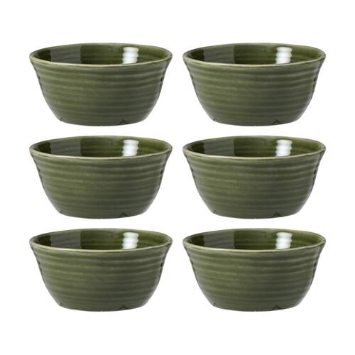 6PK Ecology Ottawa Stoneware Rice Bowl 13.5cm Moss Green Rustic Dinnerware