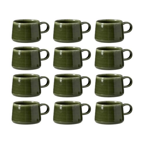 12PK Ecology Ottawa Stoneware Mug Moss Green Rustic Drink Cup 365ml