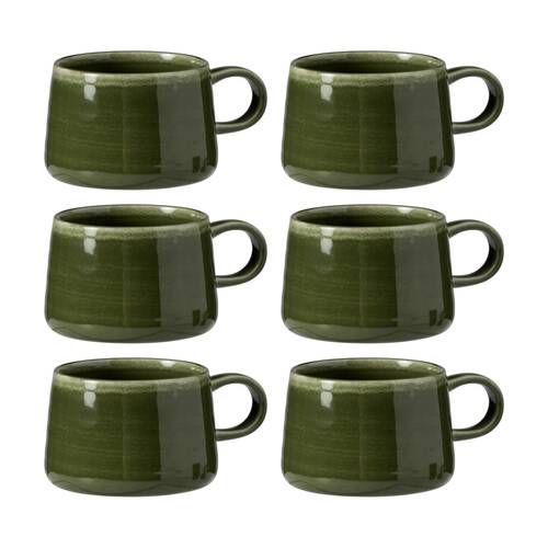 6PK Ecology Ottawa Stoneware Mug Moss Green Rustic Drink Cup 365ml