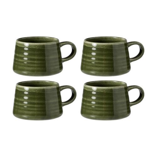 4PK Ecology Ottawa Stoneware Macchiato Cup Rustic Mug Moss Green 85ml
