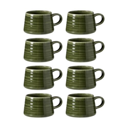 8PK Ecology Ottawa Stoneware Macchiato Cup Rustic Mug Moss Green 85ml
