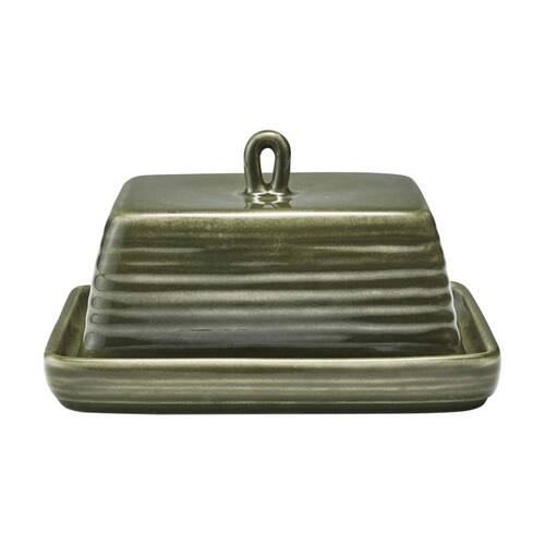 Ecology Ottawa Stoneware Butter Dish Rustic Design Moss Green 15x10.5cm