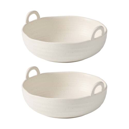 2PK Ecology Ottawa Stoneware Serving Bowl Dish With Handles Calico 19.5x8cm