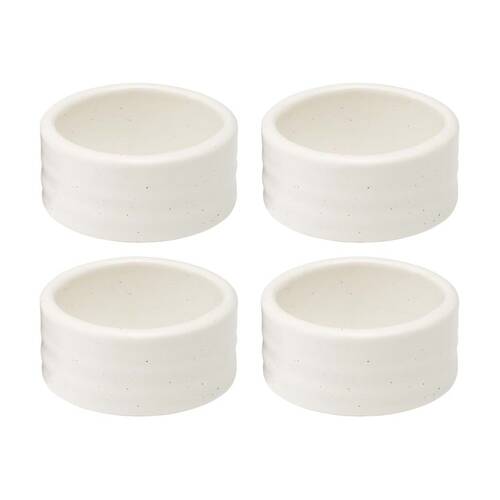 4pc Ecology Ottawa Stoneware Napkin Ring Set Rustic Tableware Calico