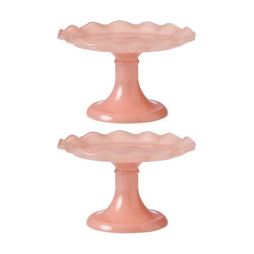2PK Ecology Ruffle Glass Cake Stand High Gloss Serveware Petal 33x12.5cm