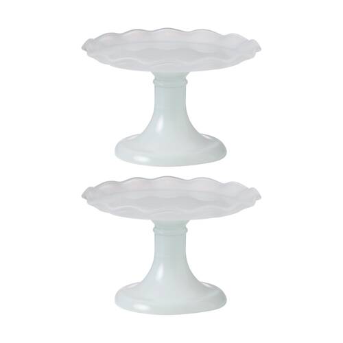 2PK Ecology Ruffle Glass Cake Stand High Gloss Serveware White 33x12.5cm