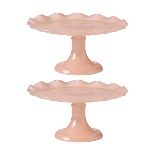 2PK Ecology Ruffle Glass Cake Stand High Gloss Serveware Petal 26x12.5cm