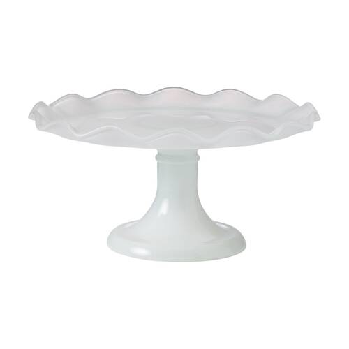 Ecology Ruffle Glass Cake Stand High Gloss Serveware White 26x12.5cm