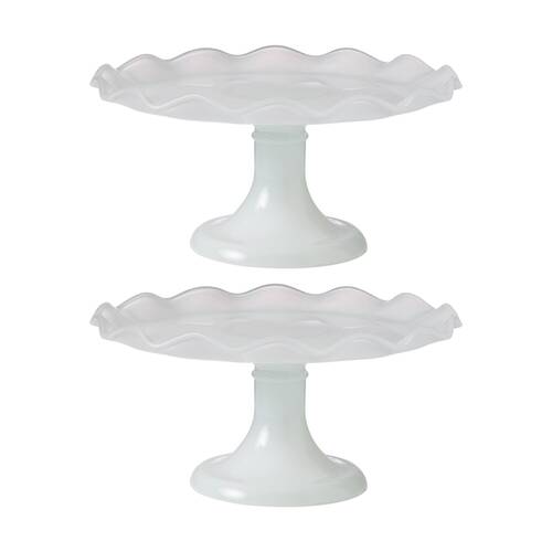 2PK Ecology Ruffle Glass Cake Stand High Gloss Serveware White 26x12.5cm