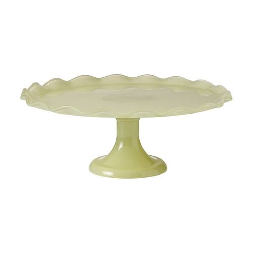 Ecology Ruffle Glass Cake Stand High Gloss Serveware Green Celadon 20x12.5cm