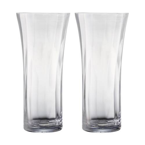 2PK Ecology Fleur Flared Optic Vase Soda Lime Glass Home Decor 30cm