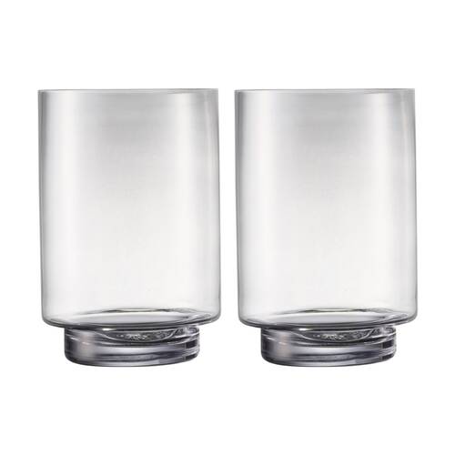 2PK Ecology Fleur Footed Hurricane Vase Soda Lime Glass Home Decor 23cm