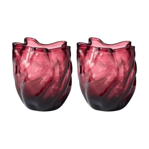 2PK Ecology Tulip Vase Soda Lime Glass Home Decor Elderberry 17cm